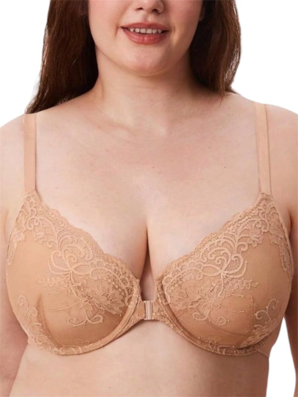 38C NWT Delimira Barely Buff Lace Underwire Sheer Bra